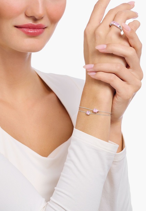Produktbild Thomas Sabo Armband mit pinkfarbenem Zirkonia-Anhänger Silber (19 cm, 925er Silber)