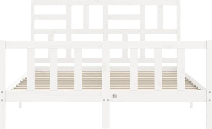 Image du produit vidaXL Massivholzbett mit Kopfteil Weiss 5FT King Size (150 x 200 cm)
