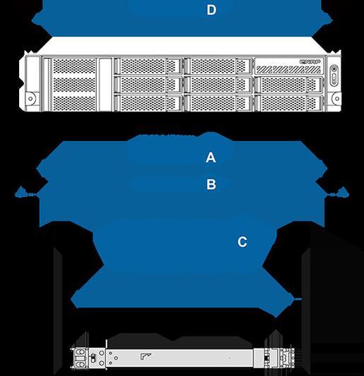 Actual product image QNAP Rail Kit support rack-post 4.96" 16.34