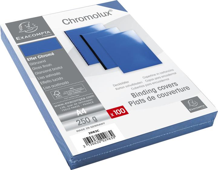 Exacompta Couverture Chromolux 250 g/m², 100 pièces, bleu