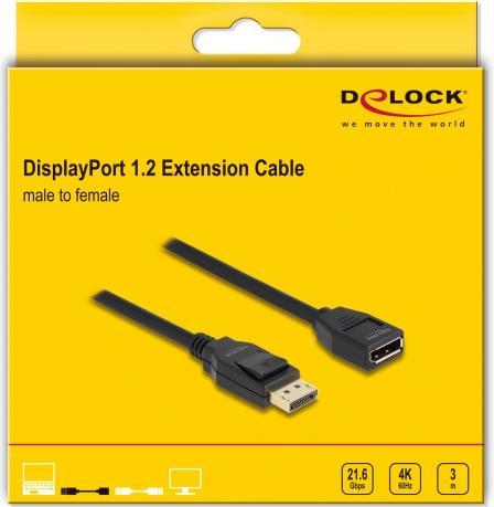 Actual product image Delock DisplayPort 1.2 Extension Cable 4K 60 Hz 3 m (3 m)