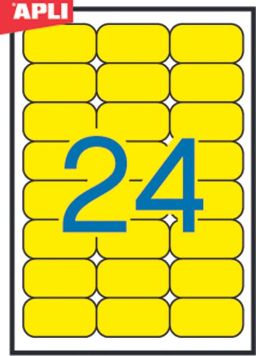 Produktbild Apli Spalvotieji APLAI, 70x37mm, apvalūs, geltoni, 20 arkų.
