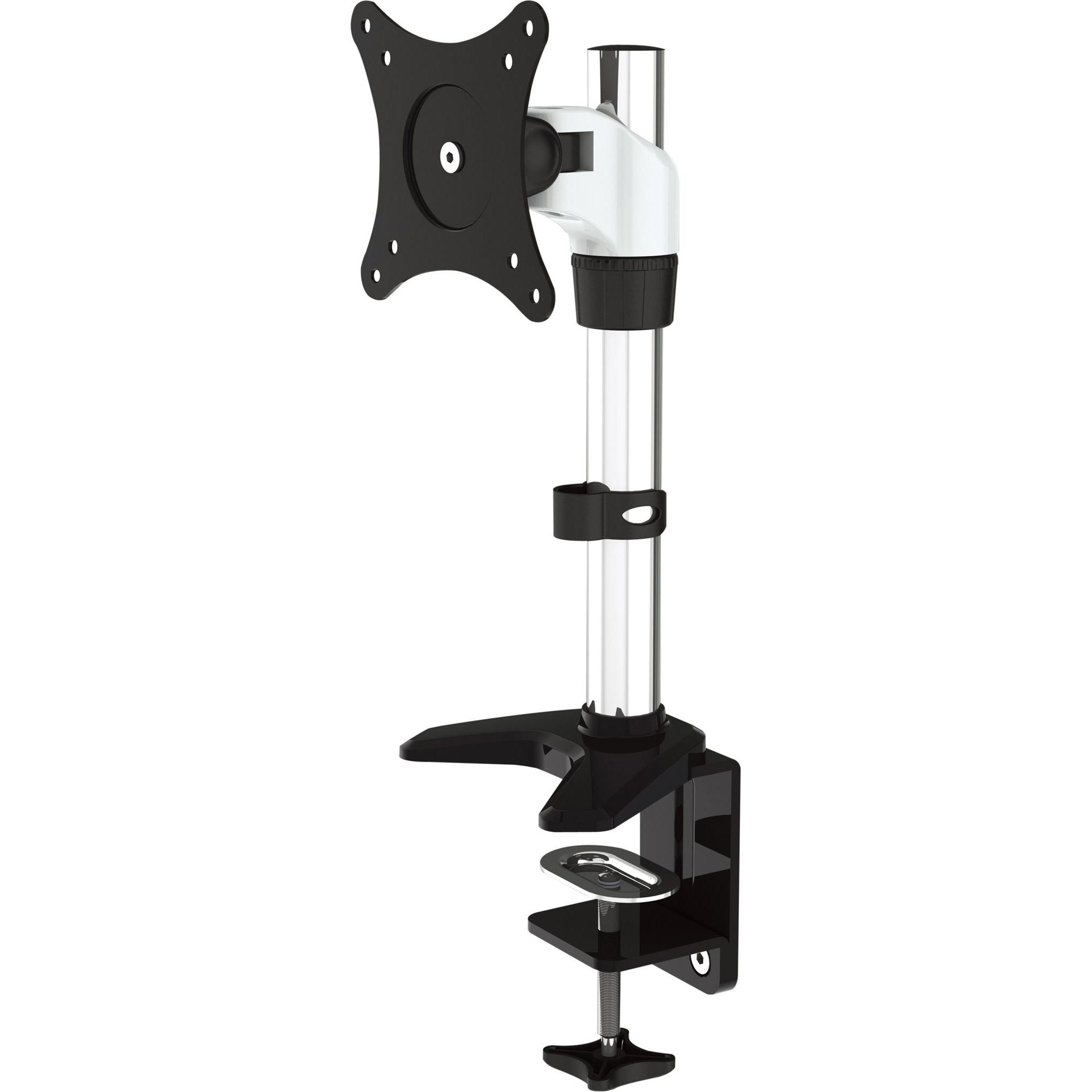 Jenimage ME110TK Desk Mount - 1 Monitor Tilt -20 a +25 gradi Ruota 20 gradi Pan 360 gradi per... (Tavolo, 27"), Supporto per monitor, Nero, Bianco