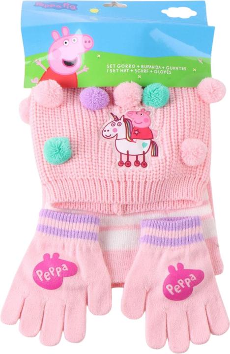 Cerdá Peppa Pig winter set snood hat gloves