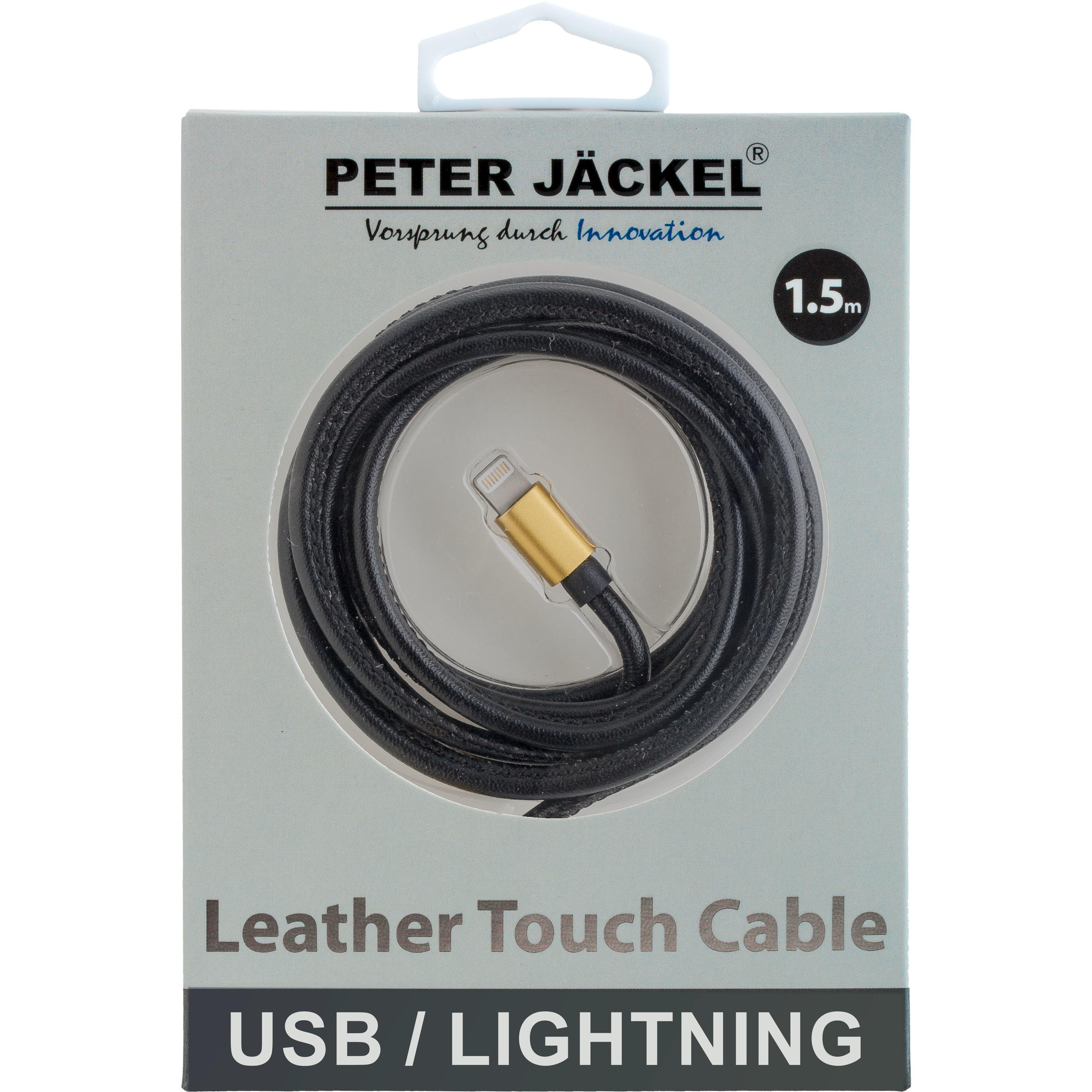 Thumbnail - Peter Jäckel USB LEATHER TOUCH Cable Black für Lightning mit Sync- und Ladefunktion (USB 2.0), USB Kabel