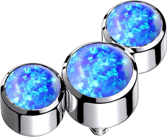Immagine prodotto Star Piercing Dermal Anchor argento tre opali blu (senza ottone, Acciaio chirurgico 316L)