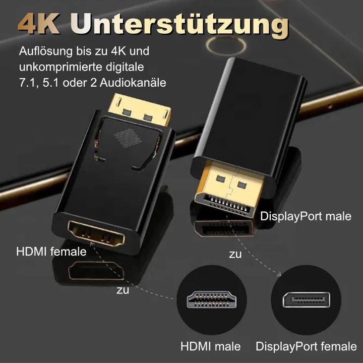 Immagine prodotto Hermex Adattatore Displayport a HDMI Adattatore DP a HDMI DP maschio HDMI femmina (HDMI, 2.40 cm)