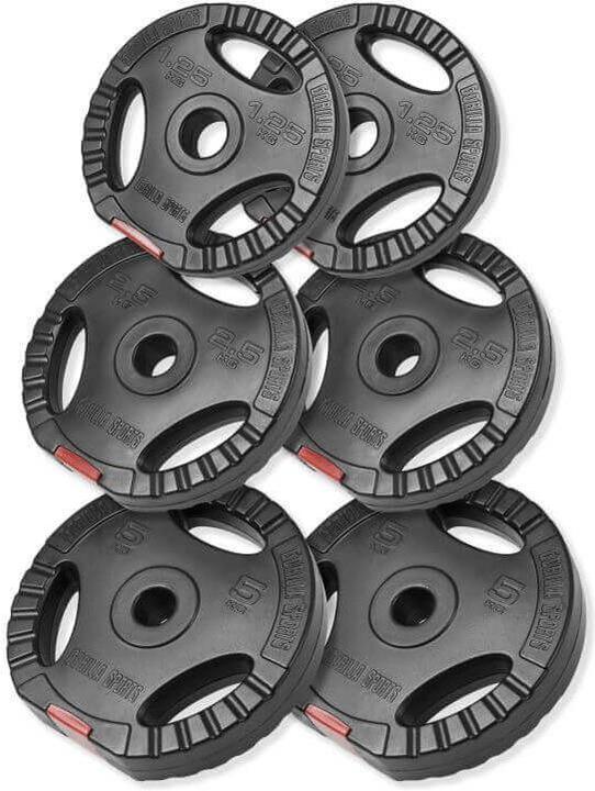 Image du produit Gorilla Sports Jeu de plaques de poids (2 x 1,25 kg, 2 x 2,5 kg, 2 x 5 kg)