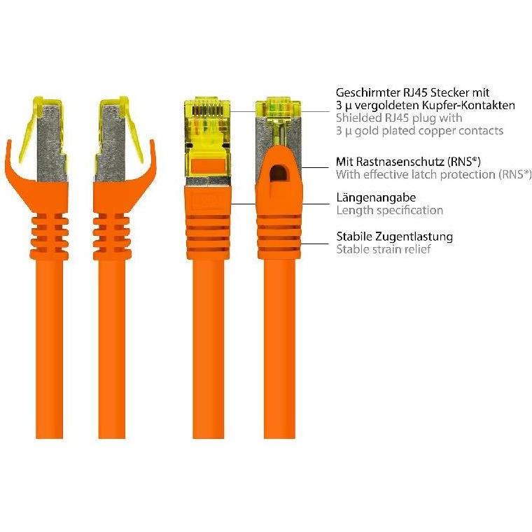 Thumbnail - Good Connections RJ45 Patchkabel mitCat.7 Rohkabel und Rastnasenschutz (RNS), S/FTP, PiMF, halogenfrei, 600MHz, OFC (S/F...