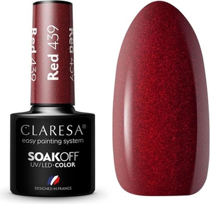Actual product image Claresa UV LED Nail Polish Collection Hybrid Manicure Soak Off - Red Color No. 439 5ml (Red, UV gel varnish)
