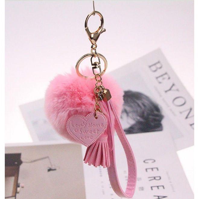 Actual product image MU Style Pompom keychain with faux leather details