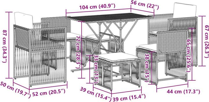 Produktbild vidaXL Garten-Essgruppe (104 x 56 x 72 cm)