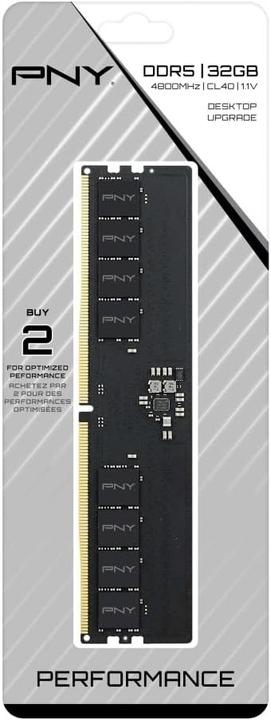 Actual product image PNY RAM memory 32GB DDR5 4800MHz CL40 bulk (1 x 32GB, 4800 MHz, DDR5 RAM)