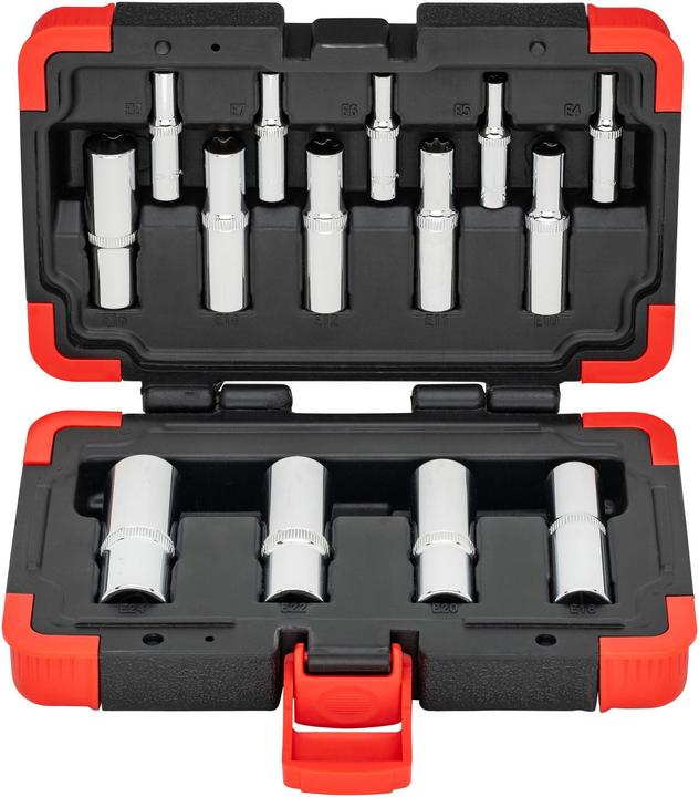 Image du produit Vigor Jeu de douilles T ∙ V7014 ∙ Carré creux 1/4 pouce (6,3 mm), Carré creux 3/8 pouce (10 mm), Ca…