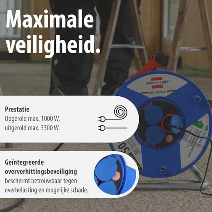 Actual product image Brennenstuhl Garant IP44 cable drum 50m AT-N05V3V3-F 3G1.5 12 (50 m, 1.50 mm²)