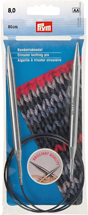Produktbild Prym Rundstricknadel Messing, silber 8.00 mm, 8.000 cm, Beutel