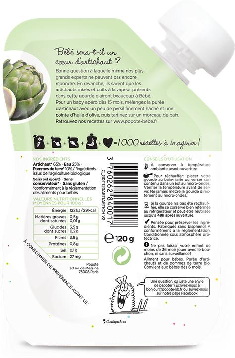 Produktbild Popote Quetschie Artischocke BIO (120 g)