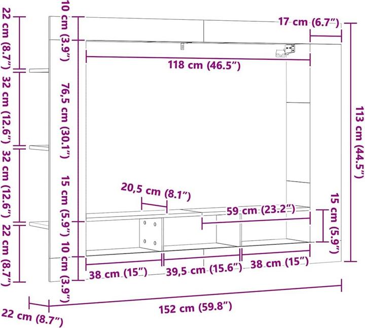 Produktbild vidaXL TV-Schrank (152 x 22 x 113 cm)
