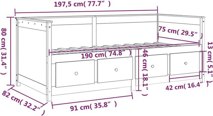 Produktbild vidaXL Tagesbett (75 x 190 cm)
