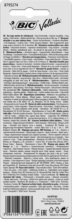 Valeurs nutritives et ingrédients Bic Velleda 1741 Bl 1 Noir (1x)