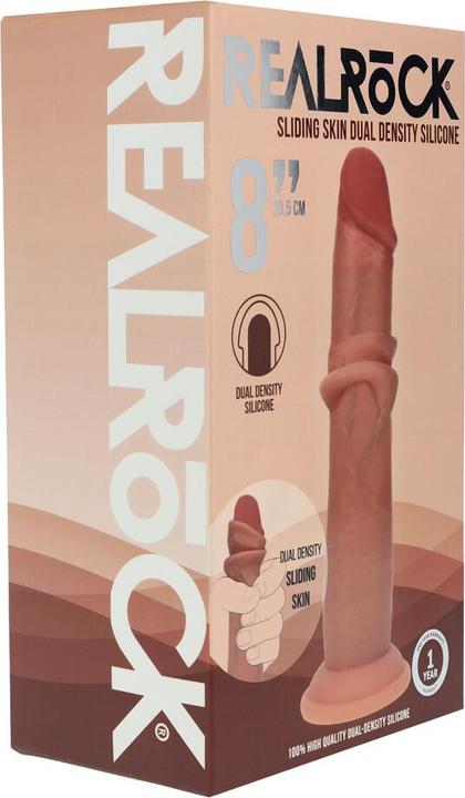 Actual product image RealRock Dual Density Silicone Realistic Sliding Skin Dildo - 8 / 20,5 cm - Tan