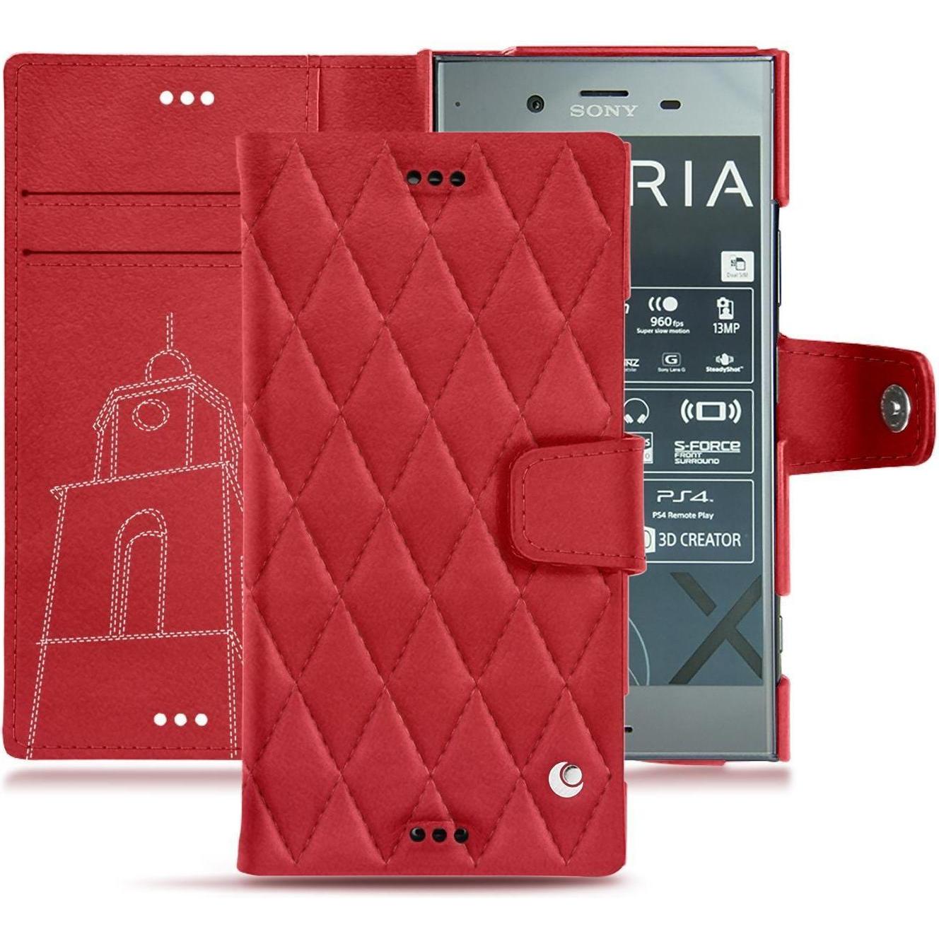 Thumbnail - Noreve Lederschutzhülle Wallet (Sony Xperia XZ1), Smartphone Hülle, Rot