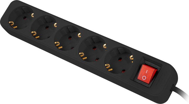 Actual product image Lanberg PS1-05F-0300-BK Extension Cable 5 AC Outputs Indoor (5x, CEE 7/4, 3 m)