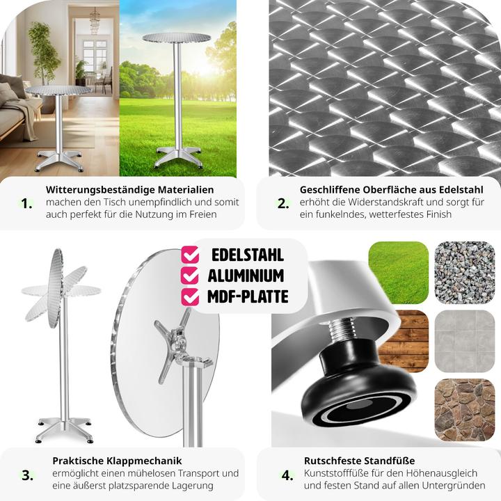 Produktbild tectake Bistrotisch (Ø 60 x 114 cm)
