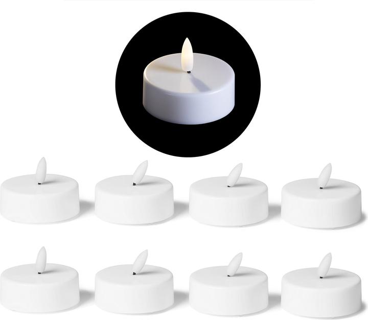 Actual product image Novaliv 8x Tealights with Timer - Warm White LED Tealight with Flame Flickering 3D - 5,8cm Diameter for (8 x)