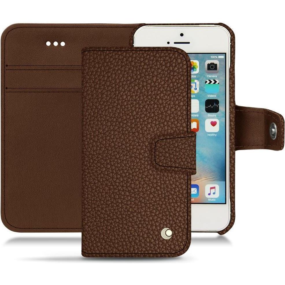 Noreve Lederschutzhülle Wallet (Apple iPhone SE), Smartphone Hülle, Braun