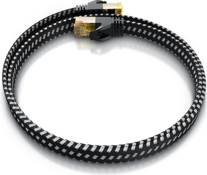 Produktbild Primewire CAT 7 Netzwerkkabel Flach Baumwollmantel - LAN Patchkabel Datenkabel - Flachbandkabel - Verlegekabel (U/FTP, CAT7, 3 m)