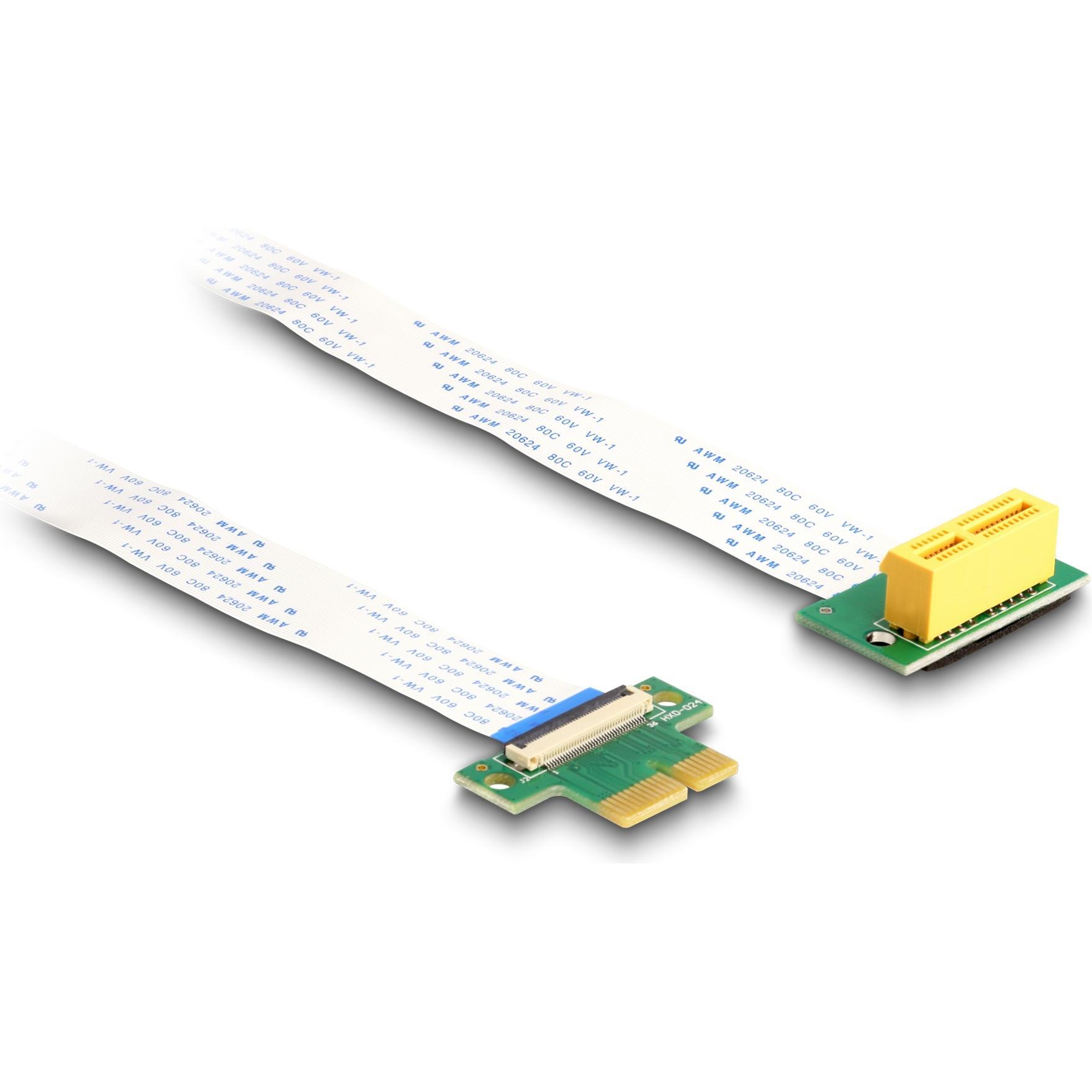 Delock Riser Karte PCI Express x1 Stecker zu x1 Slot 90° gewinkelt mit FPC Kabel 15 cm, Mainboard Zubehör