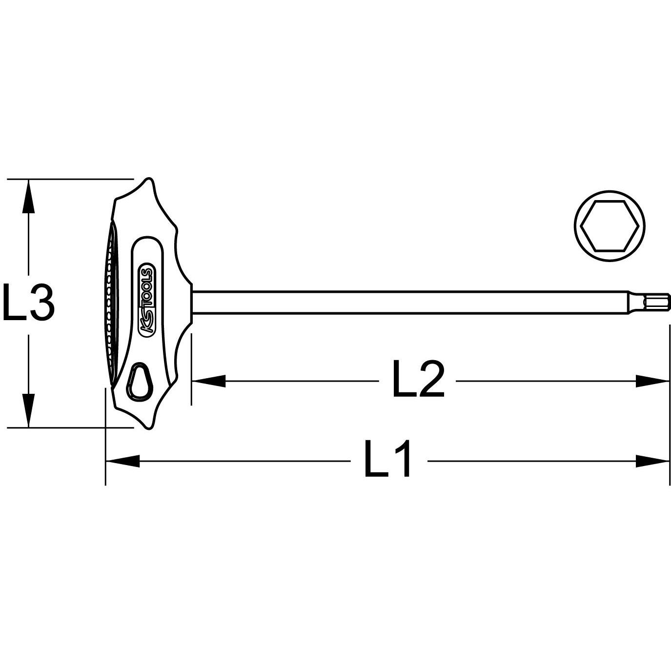 Thumbnail - KS Tools, Sechskantschlüssel, BRONZEplus Winkelstiftschlüssel lang, T-Griff