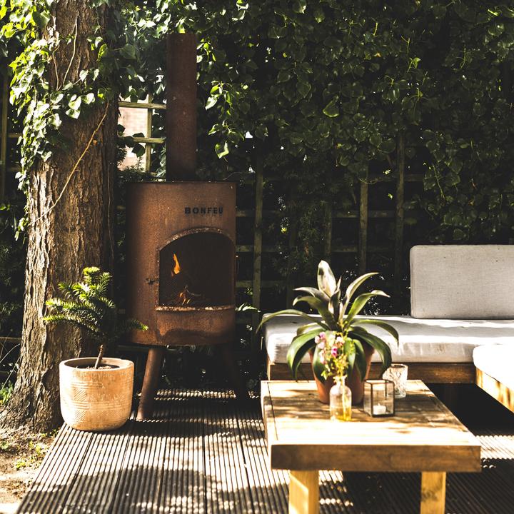 Actual product image Bonfeu BonTon 40 Corten Tuinhaard - L 40 x W 40 x H 145 cm - Staal - bruin - Tuinhaard - Terrasverwarming -