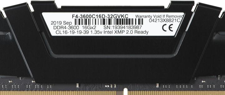 Produktbild G.Skill Ripjaws V (2 x 16GB, 3600 MHz, DDR4-RAM, DIMM)