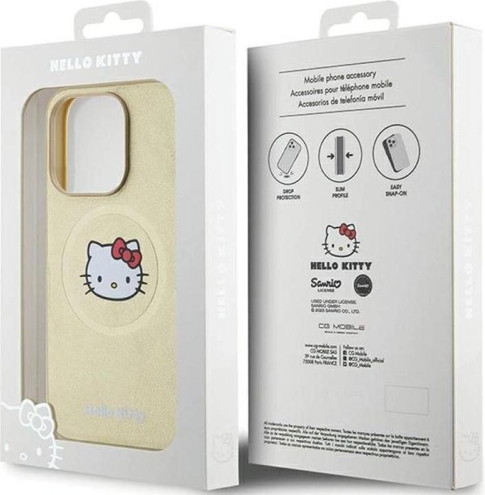 Produktbild Hello Kitty HKHMP15LPGHCKD iPhone 15 Pro 6.1" złoty/gold hardcase Leather Kitty Head MagSafe (Apple iPhone 15 Pro)