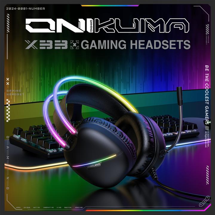 Actual product image PhoneLook ONIKUMA Gaming-Headset mit RGB-LED USB-C und HD-Mikrofon für PC und PS (Cable, Wireless)