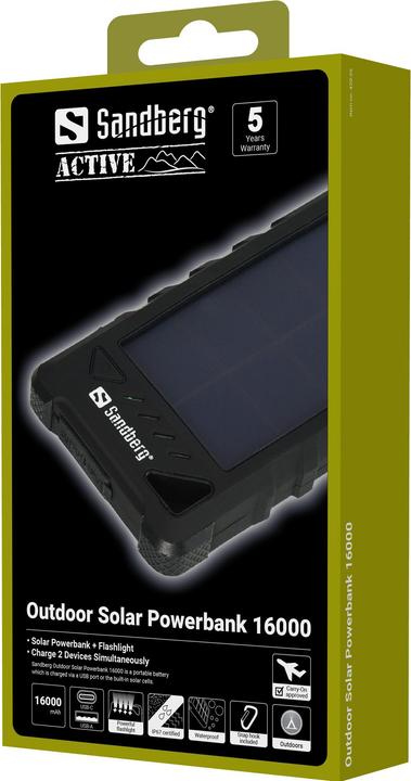 Immagine prodotto Sandberg solare all'aperto (16000 mAh, 1.40 W, 59.20 Wh)