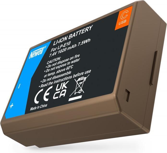 Actual product image Newell battery Canon LP-E10 USB-C (Camera battery)