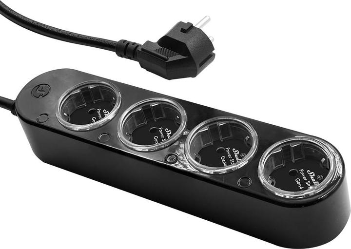 Actual product image Shelly Power Strip 4 Gen4, 4-fach Steckdosenleiste, schwarz, WiFi, Bluetooth, Zigbee, Matter, Apple (4x)