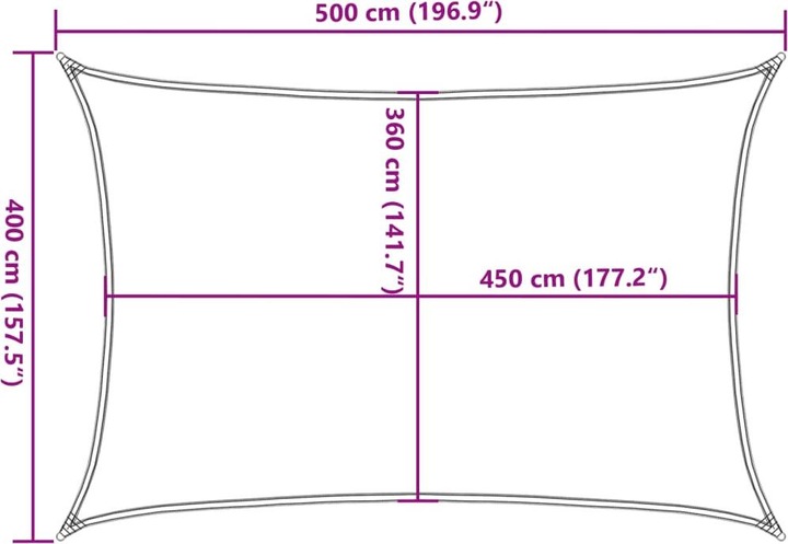 Actual product image VidaXL Sonnensegel 160 g/m² Rechteckig HDPE (4 x 5 m)
