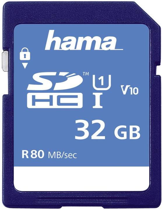 Image du produit Hama SDHC 32GB Classe 10 UHS-I (32 Go, SDHC, U1, UHS-I)