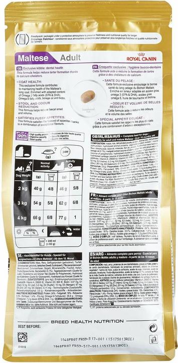 Nutritional values and ingredients Royal Canin Malteser (Adult, 1 pcs., 500 g)