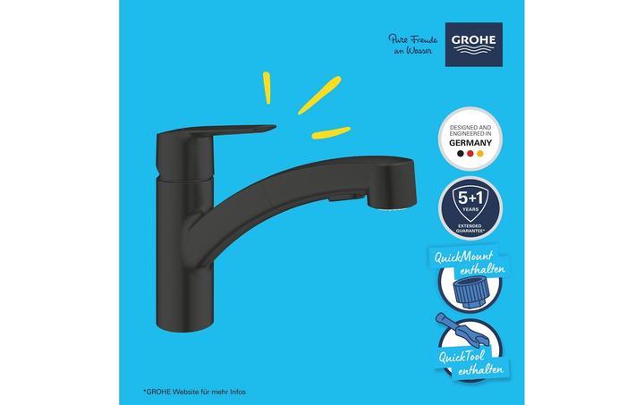 Produktbild Grohe Start QuickFix Küchenarmatur, Dual-Spülbrause, herausziehbar, schwenkbar, mattschwarz