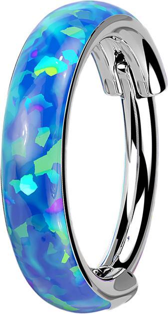 Immagine prodotto Star Piercing Anello a micro segmenti con cerniera in argento lato opale striscia larga blu (senza ottone, Titanio)