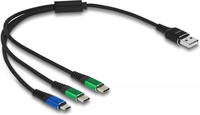 Produktbild Delock USB Ladekabel 3 in 1 30cm bunt (0.30 m, USB 2.0, 5 W)