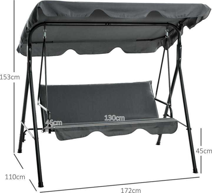 Immagine prodotto Outsunny Hollywoodschaukel Stahl, Polyester Grau