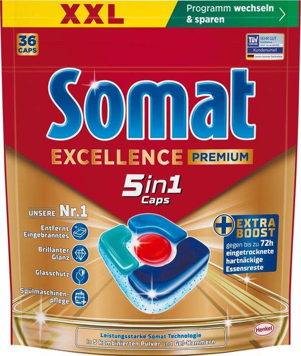 Image du produit Somat Maschinenspülmittel Excellence Premium 5in1 36 Caps (Tabs)