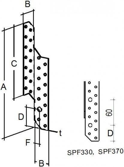 Actual product image Simpson Sst Rafter purlin anchor SPF SPF290L left 290x32.5x2mm (Rafter purlin anchor, 100 pcs.)
