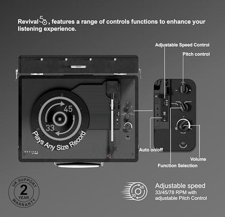 Image du produit Mixx Revival 55 Stereo Vinyl Record Deck schwarz (Manuel)